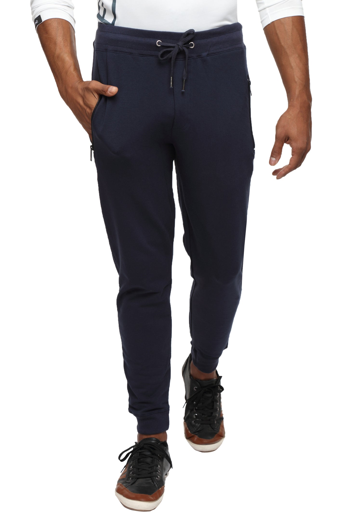 Slim fit cotton Joggers- Navy Blue - Zebo Active Wear