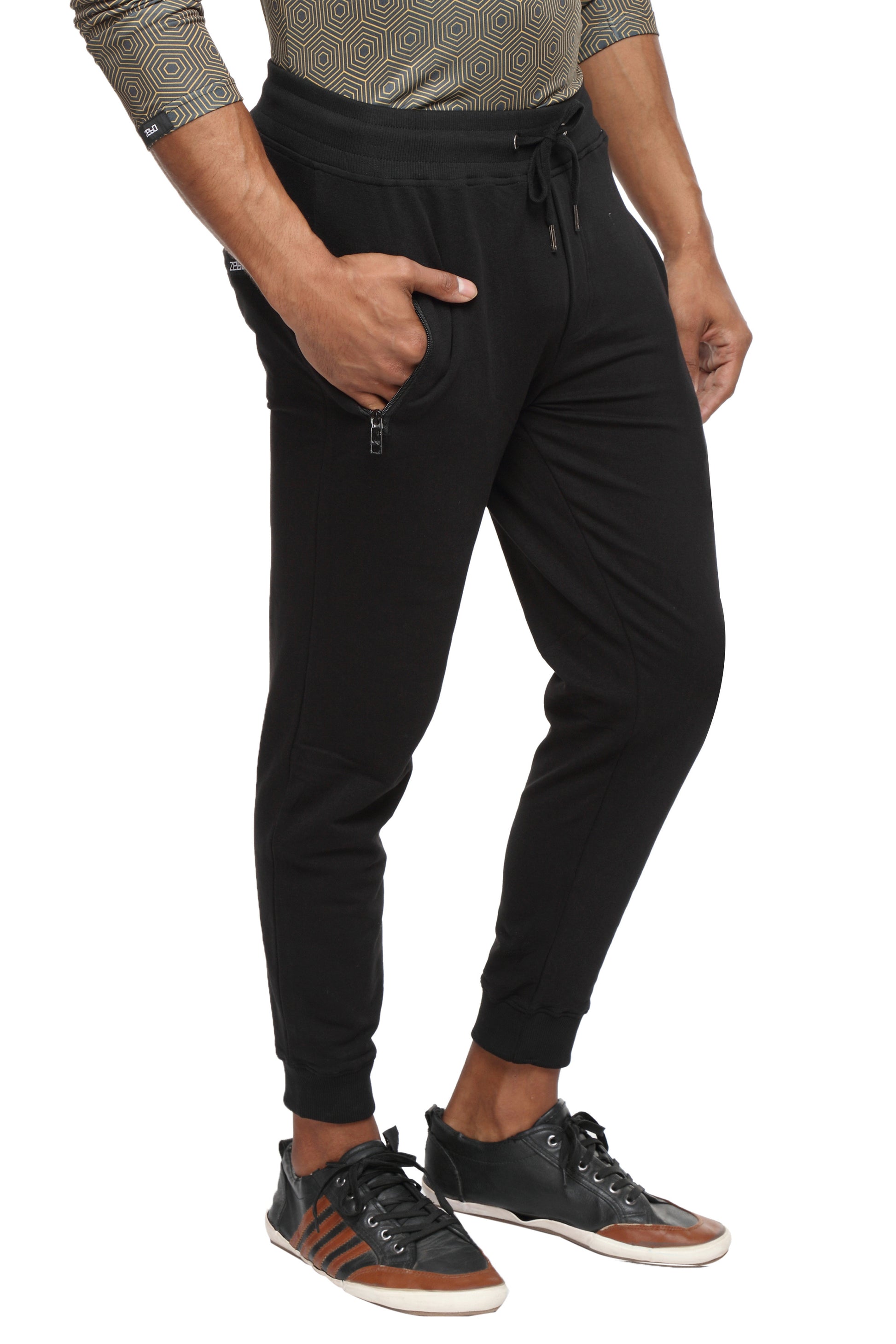 Slim fit cotton Joggers- Black - Zebo Active Wear