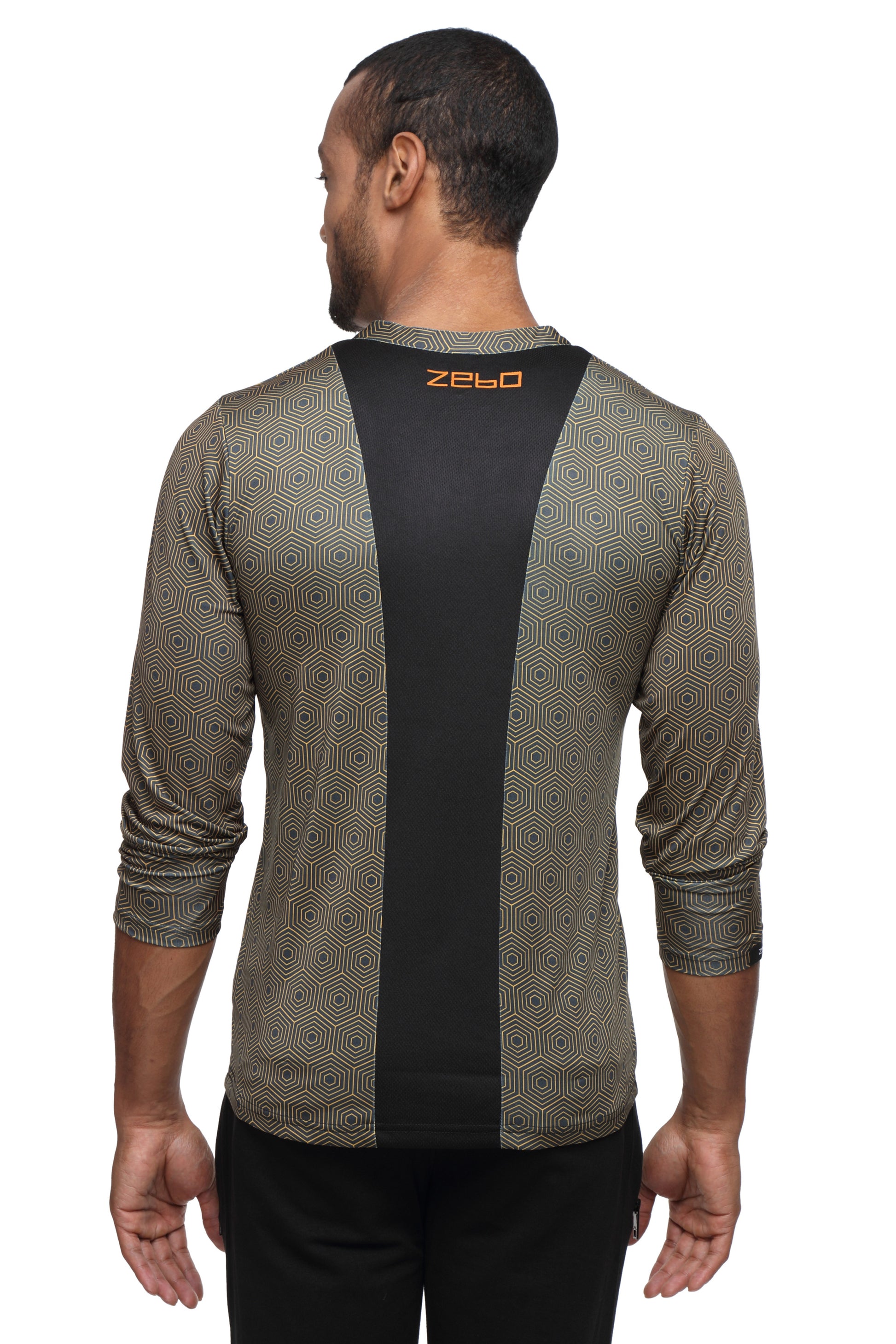 PERFORMA+ GeoHex full sleeve Henley - Zebo Active Wear